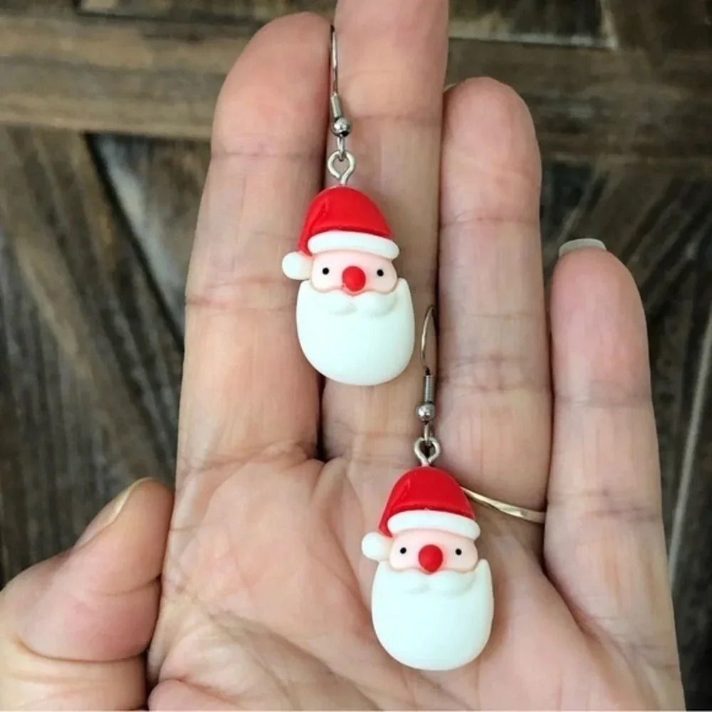 3 for $25/ Santa Clause Handmade Clay Polymer Drop Earrings NWT